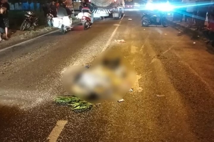 Terperosok Karena Jalan Berlubang, Seorang Pengendara Motor Tewas Tertabrak Truk di Lamongan