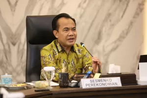 Sekretaris Kemenko Perekonomian Susiwijono Moegiarso selaku Plt. Sekretariat Jenderal Dewan Nasional.